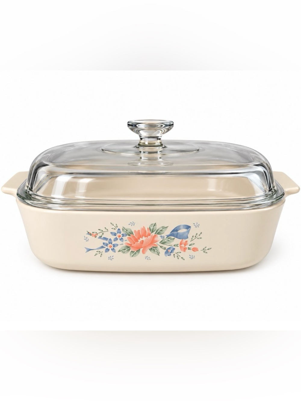Corning Ware Peach Floral A-10-B 2.5L Casserole w/ Lid Vintage